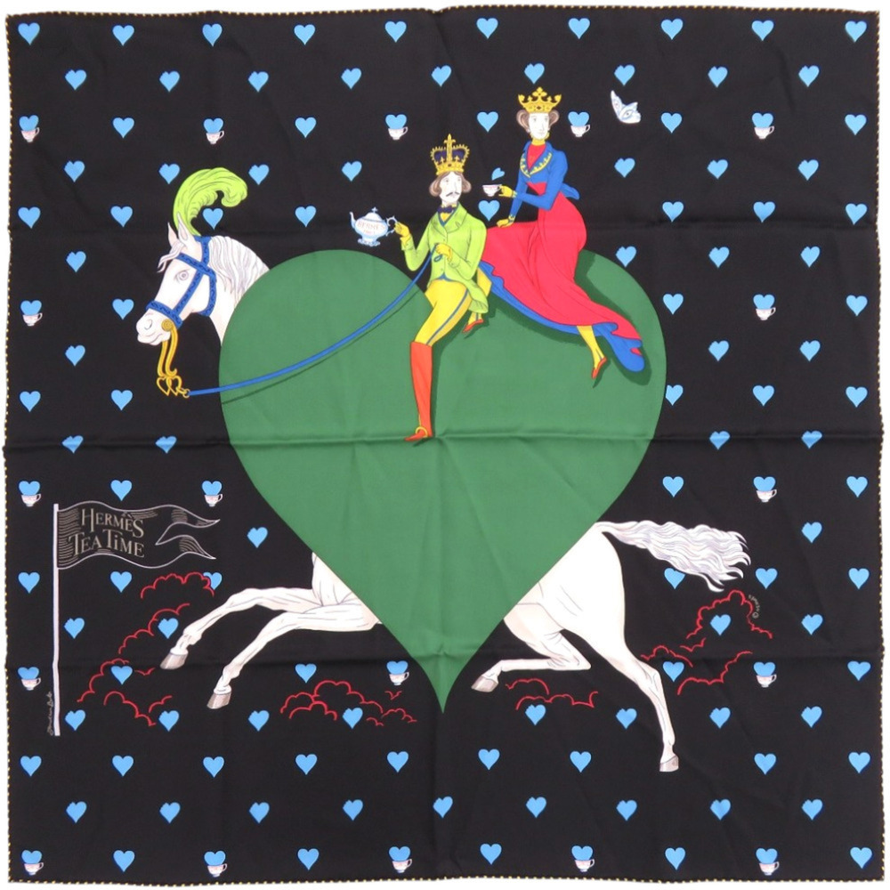 HERMES Black Silk Scarf